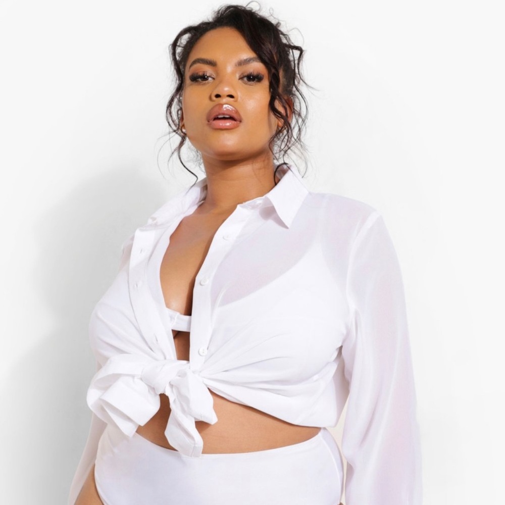 PLUS CHIFFON BEACH SHIRT